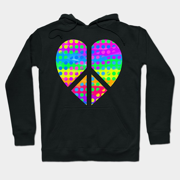 Pop Art Peace and Love Hoodie by AlondraHanley